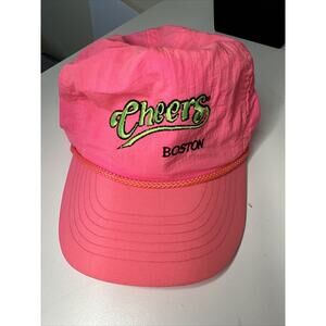Vintage Cheers Boston Snap Back Hat 80s Pink and Green Neon